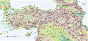 Photoshop JPEG Relief map and Illustrator EPS vector map Turkey