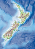 Photoshop JPEG Relief map and Illustrator EPS vector map New Zealand