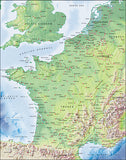 Photoshop JPEG Relief map and Illustrator EPS vector map France, Benelux, Switzerland