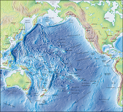 Photoshop JPEG Relief map and Illustrator EPS vector map Pacific Ocean