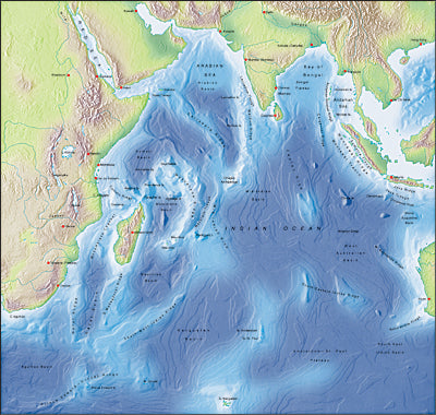 Photoshop JPEG Relief map and Illustrator EPS vector map Indian Ocean