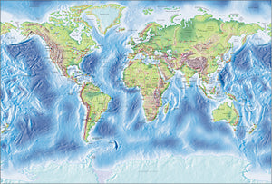 Photoshop JPEG Relief map and Illustrator EPS vector map World - Gall large projection