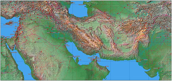 Photoshop JPEG Relief map and Illustrator EPS vector map Middle East #321