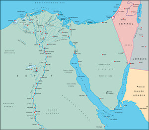 Illustrator EPS map of Egypt, Suez Canal, Nile Delta, Sinai