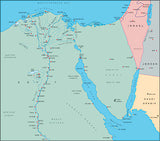Illustrator EPS map of Egypt, Suez Canal, Nile Delta, Sinai