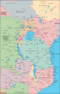 Illustrator EPS map of East Africa, Kenya