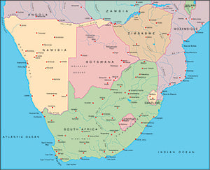 Illustrator EPS map of South Africa, Zimbabwe