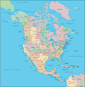 Illustrator EPS map of Northern America continent