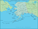Illustrator EPS map of Alaska, North East Siberia