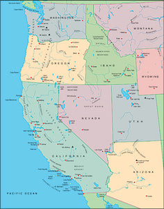 Illustrator EPS map of USA Western