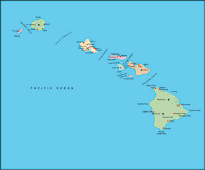 Illustrator EPS map of Hawaiian Islands