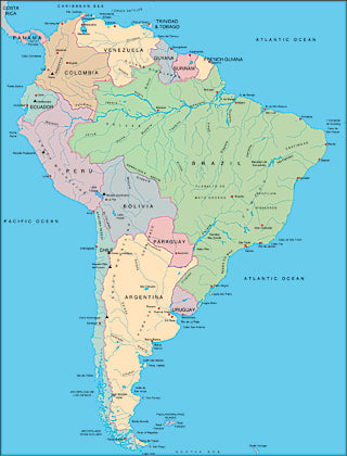 Illustrator EPS map of South America continent