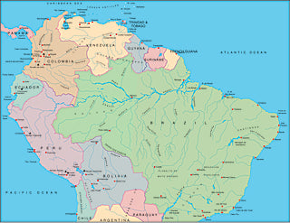 Illustrator EPS map of South America, Northern half