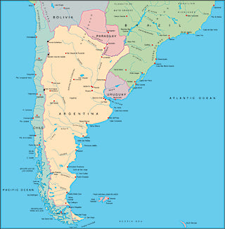 Illustrator EPS map of South American, Southern half