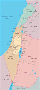 Illustrator EPS map of Israel, Lebanon, West Bank, Gaza Strip