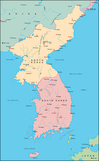 Illustrator EPS map of Korean Peninsular