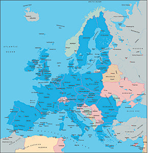 Illustrator EPS map of European EU Countries