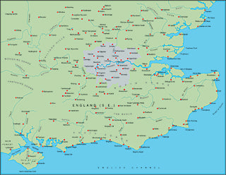 Illustrator EPS map of British Isles - South East England