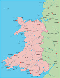 Illustrator EPS map of British Isles - Wales