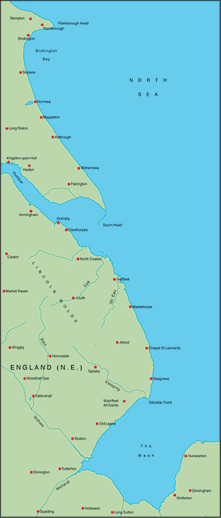 Illustrator EPS map of British Isles - North East England