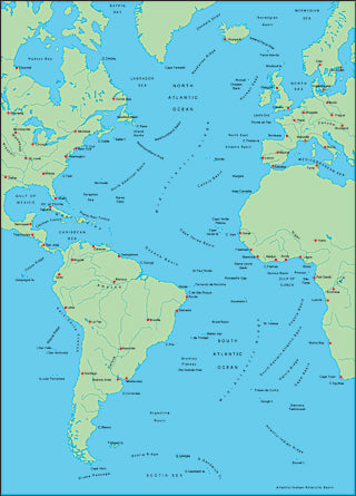 Illustrator EPS map of Atlantic Ocean