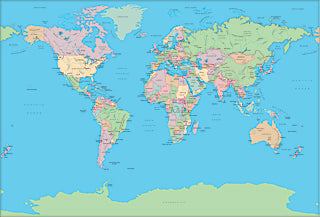Illustrator EPS map of World - Gall large projection