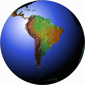 Mountain High Maps Photoshop JPEG Globe view of South American view centered on 23 S and 60 W - Paraguay Soth America
