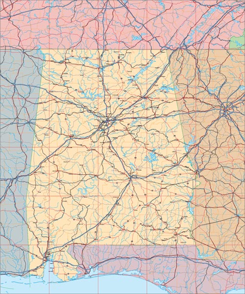 USA State EPS Map of Alabama