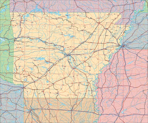 USA State EPS Map of Arkansas