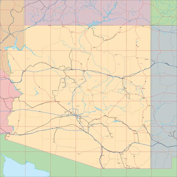 USA State EPS Map of Arizona