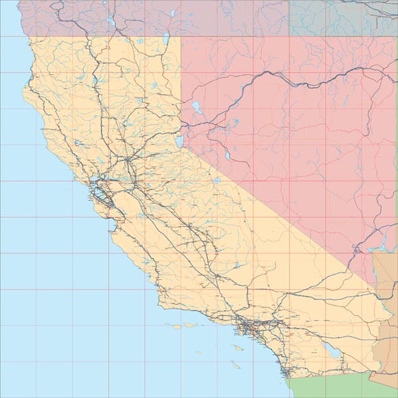 USA State EPS Map of California