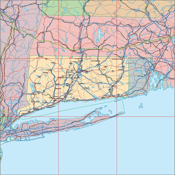 USA State EPS Map of Connecticut