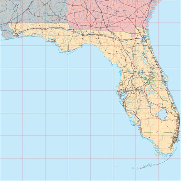 USA State EPS Map of Florida