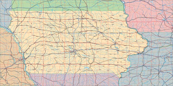 USA State EPS Map of Iowa