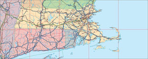 USA State EPS Map of Massachussetts