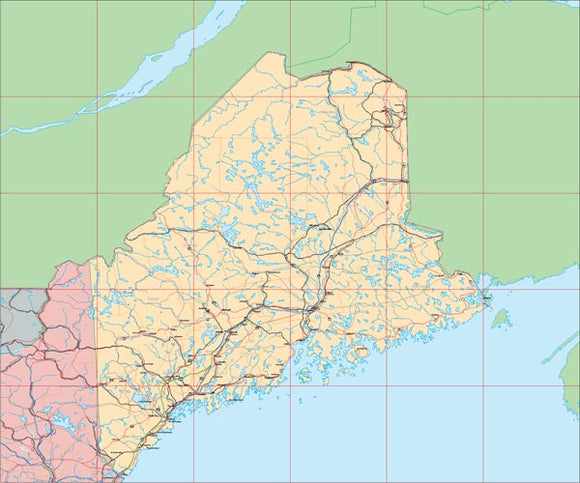 USA State EPS Map of Maine