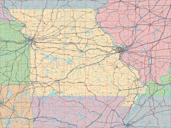 USA State EPS Map of Missouri