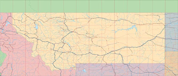 USA State EPS Map of Montana