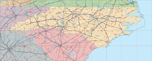 USA State EPS Map of North Carolina
