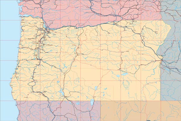 USA State EPS Map of Oregon