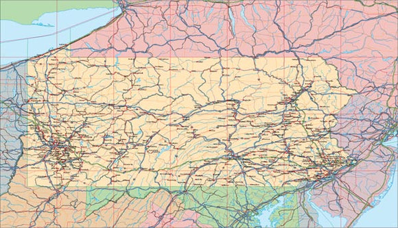 USA State EPS Map of Pennsylvania