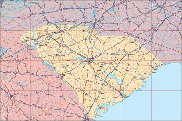USA State EPS Map of South Carolina