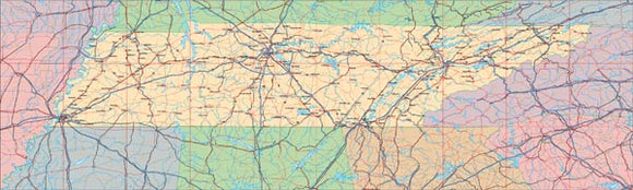 USA State EPS Map of Tennessee