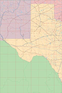 USA State EPS Map of Texas (West)