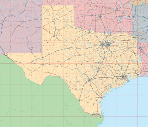 USA State EPS Map of Texas