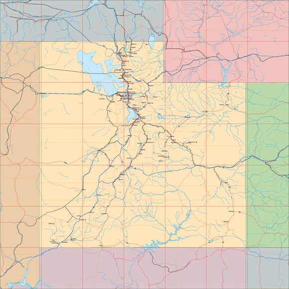 USA State EPS Map of Utah