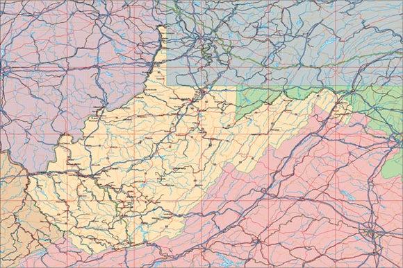 USA State EPS Map of West Virginia