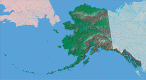 Photoshop JPEG and Illustrator EPS USA State Relief and Vector Map Package of Alaska