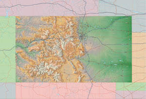 Photoshop JPEG and Illustrator EPS USA State Relief and Vector Map Package of Colorado