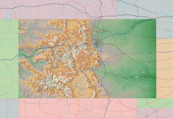 Photoshop JPEG and Illustrator EPS USA State Relief and Vector Map Package of Colorado